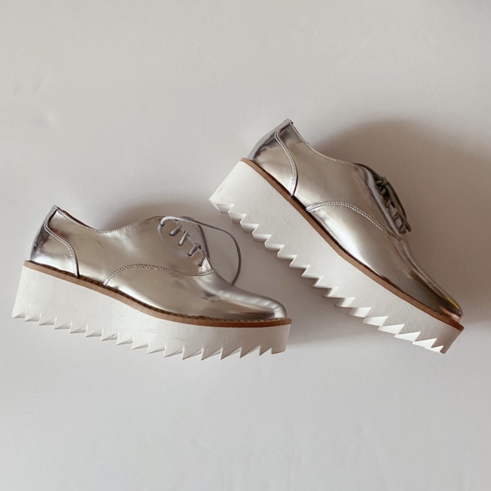 H&M Silver Platform Oxford Shoes